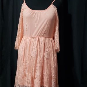 Coral cold shoulder dress